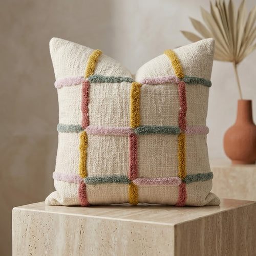 Tufted Plaid Textured Cushion Cover