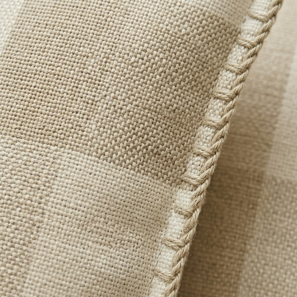 2pc Gingham Linen Cushion Cover with Stitched Edge