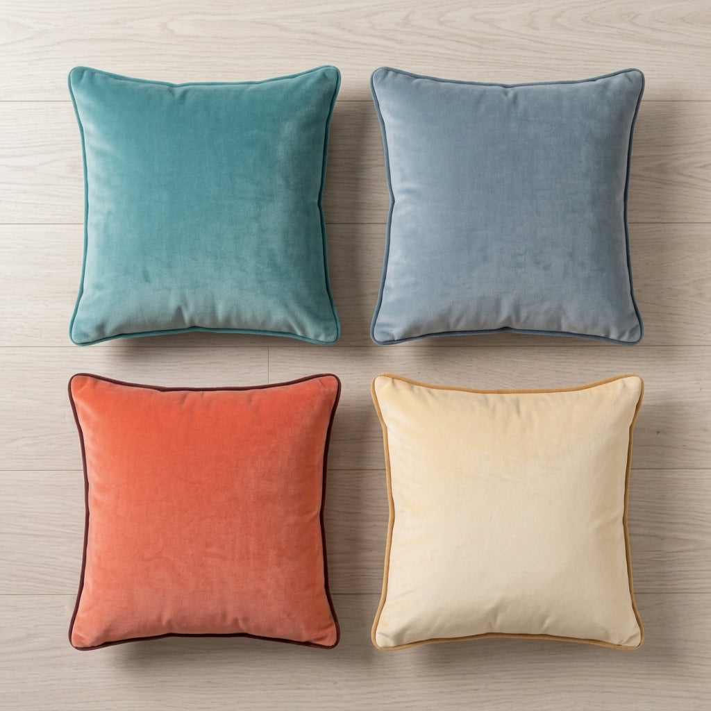 4pc Velvet Contrast Piped Cushion Cover