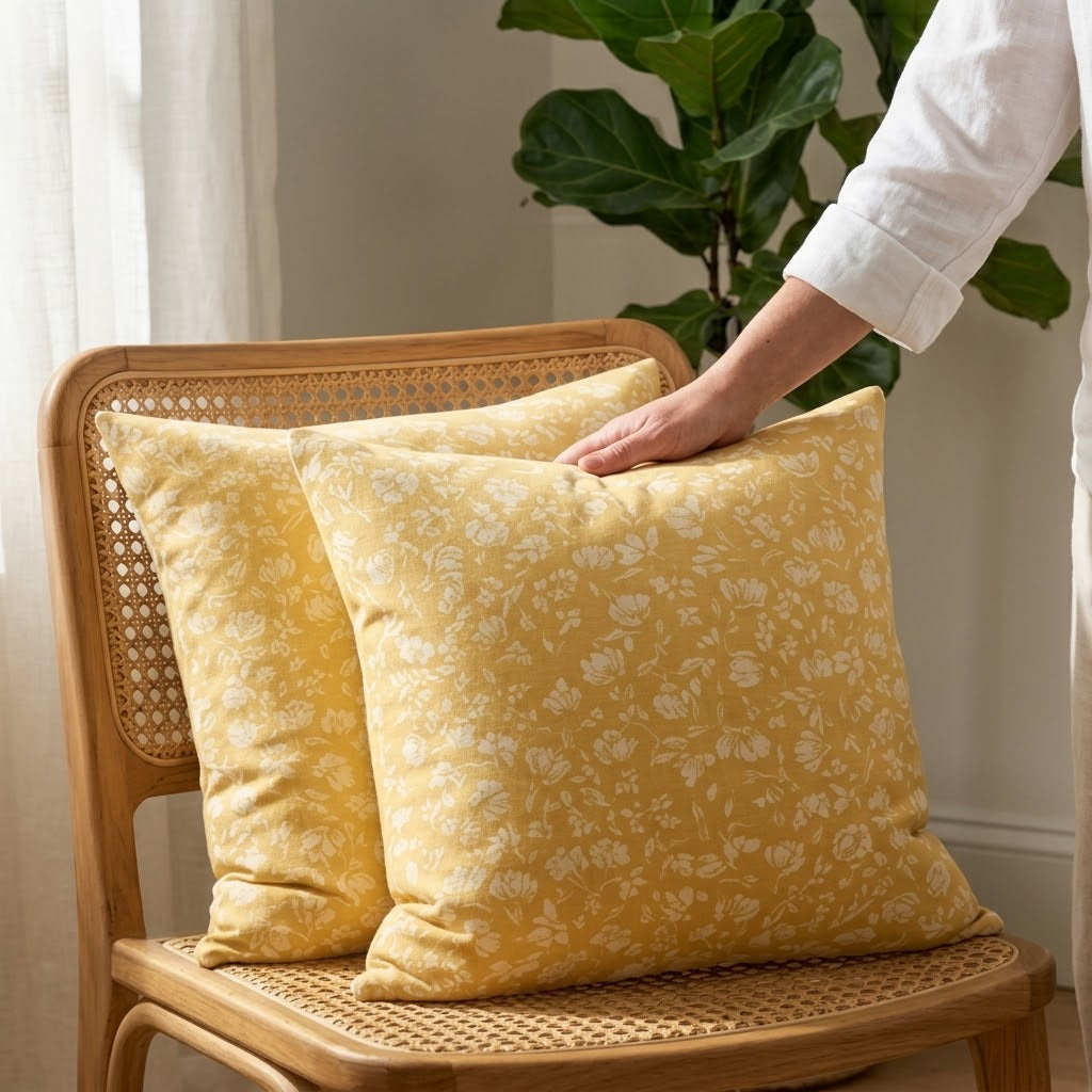 2pc Vintage Floral Linen Cushion Cover