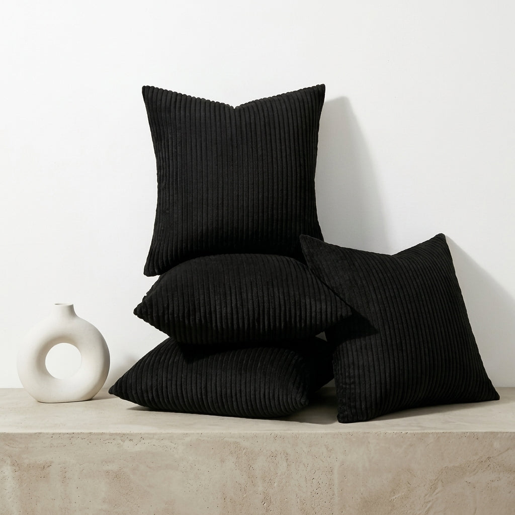 4pc Ribbed Corduroy Cushion Cover