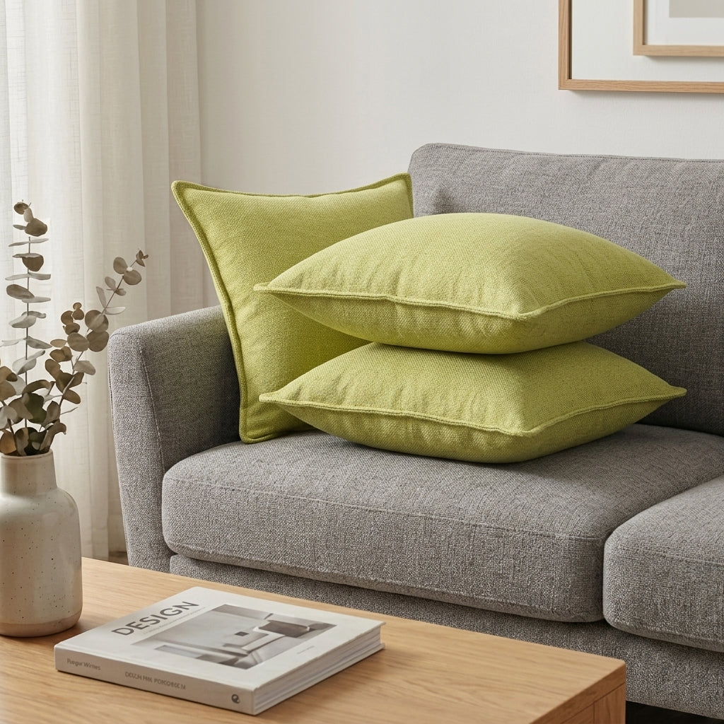 2pc Textured Linen Cushion Cover with Flange Edge