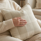 2pc Gingham Linen Cushion Cover with Stitched Edge