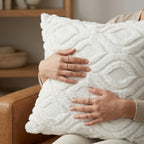 4pc Textured Faux Fur Geometric Cushion Cover
