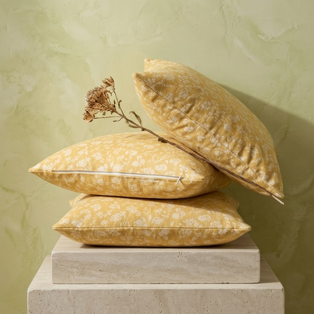 2pc Vintage Floral Linen Cushion Cover