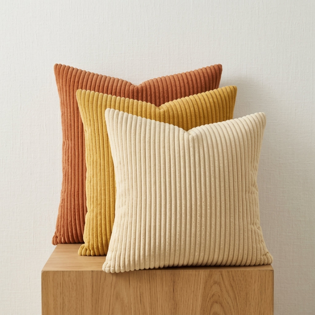 4pc Ribbed Corduroy Cushion Cover