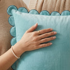 2pc Scalloped Velvet Cushion Cover