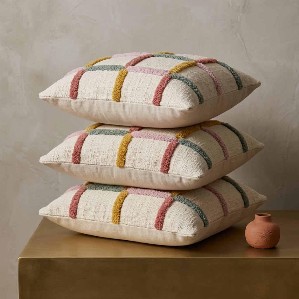 Tufted Plaid Textured Cushion Cover