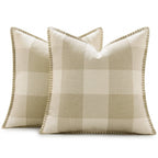 2pc Gingham Linen Cushion Cover with Stitched Edge