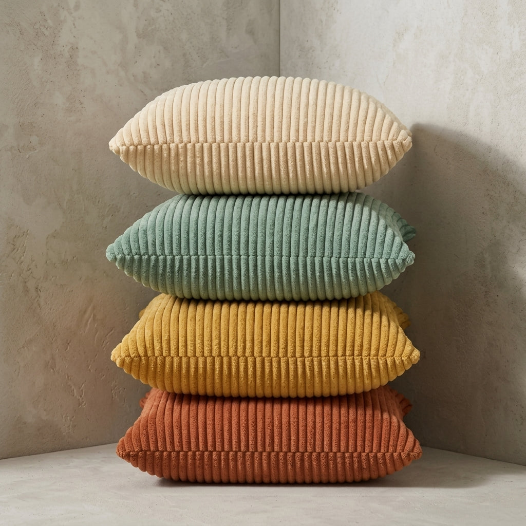 4pc Ribbed Corduroy Cushion Cover