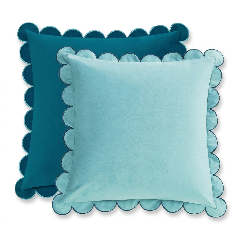 2pc Scalloped Velvet Cushion Cover