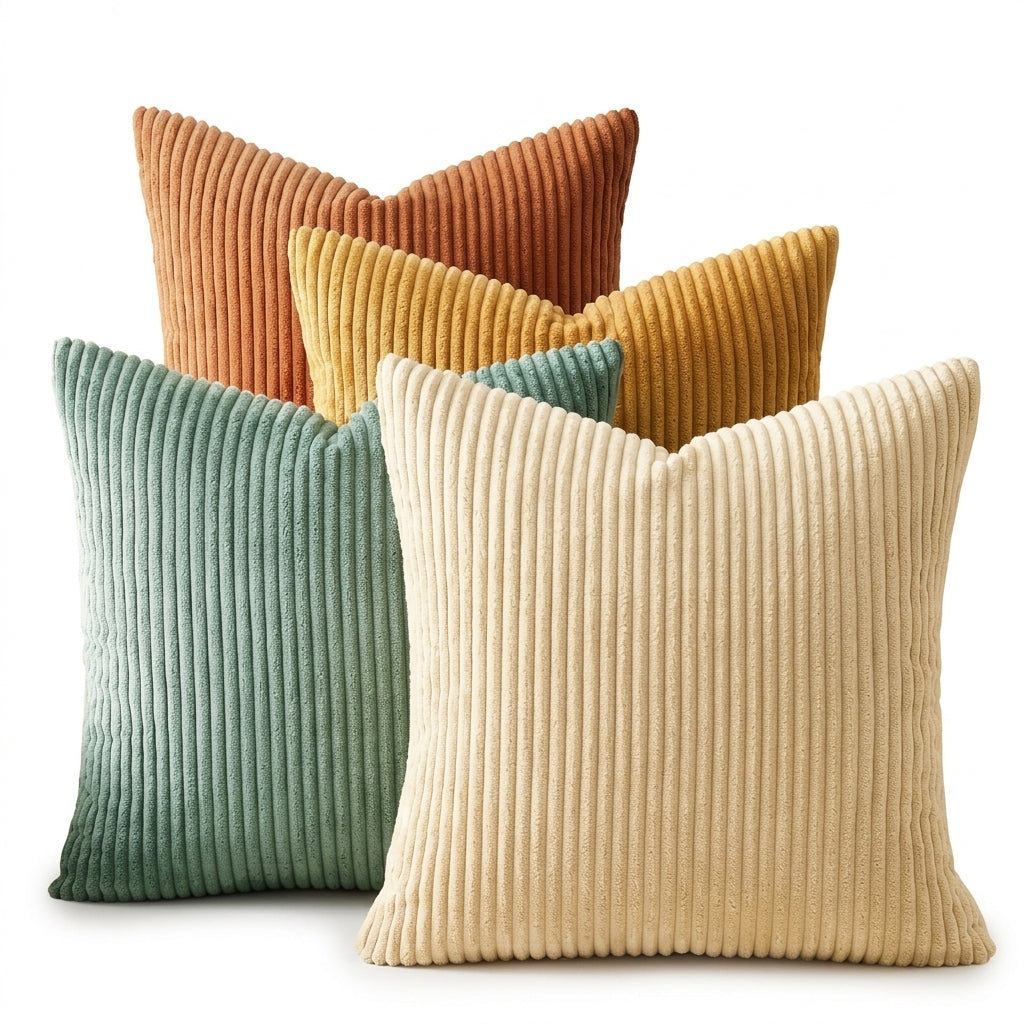 4pc Ribbed Corduroy Cushion Cover