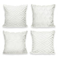 4pc Textured Faux Fur Geometric Cushion Cover