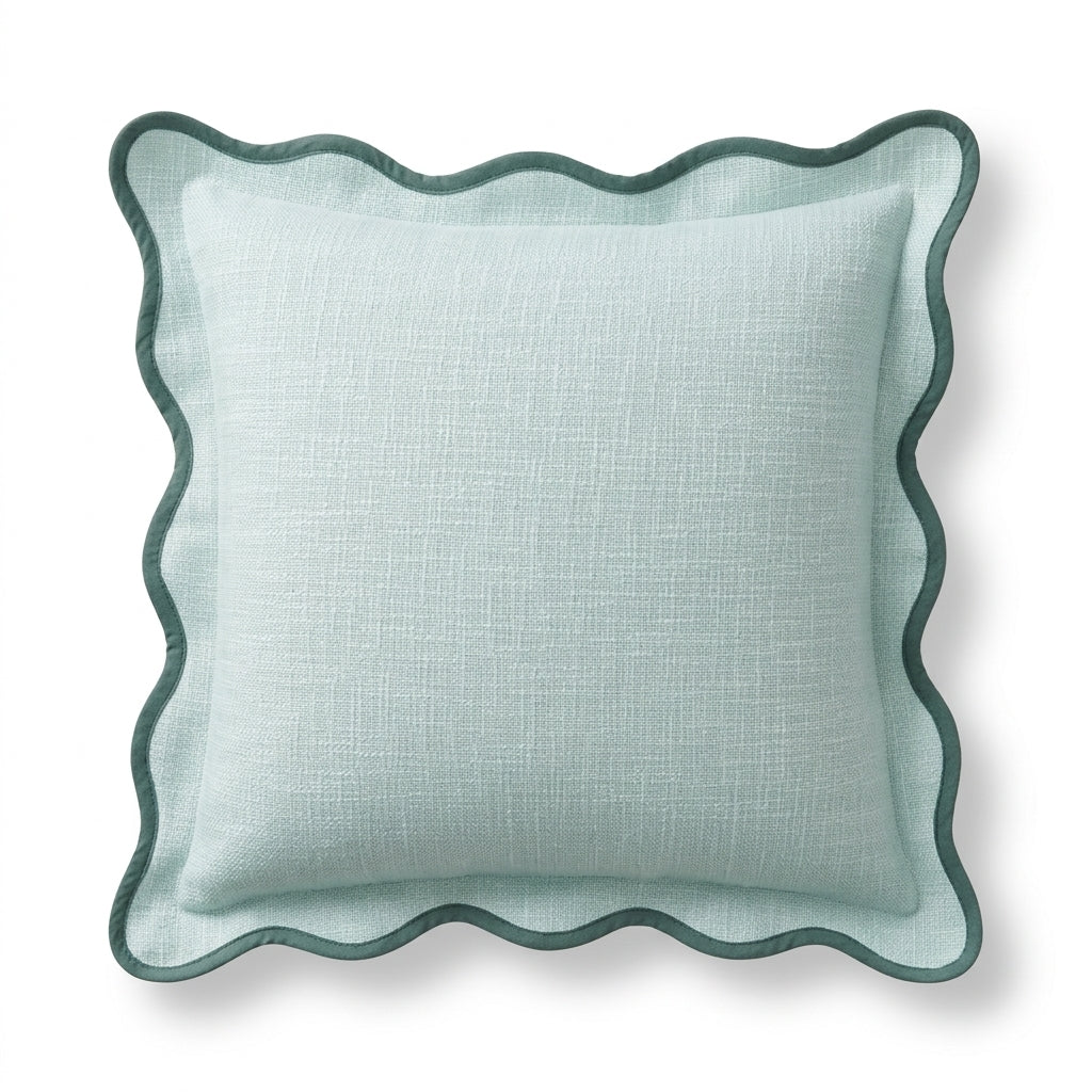 Scalloped Edge Linen Cushion Cover