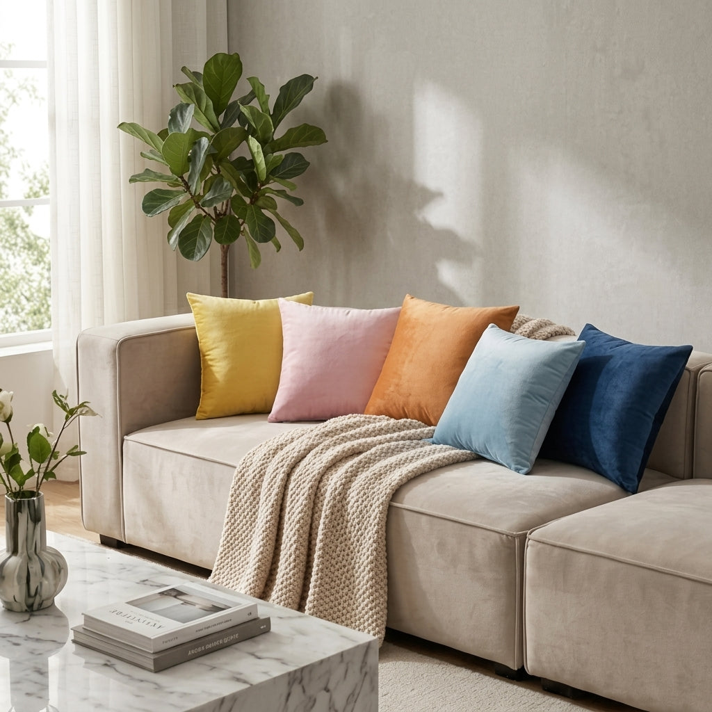 6pc Essential Solid Velvet Cushion Cover