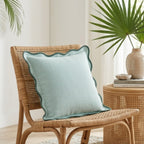 Scalloped Edge Linen Cushion Cover