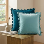 2pc Scalloped Velvet Cushion Cover